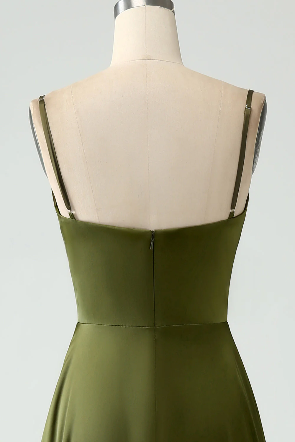 Robe longue de mariée en satin à bretelles spaghetti Olive A-Line - Image 5