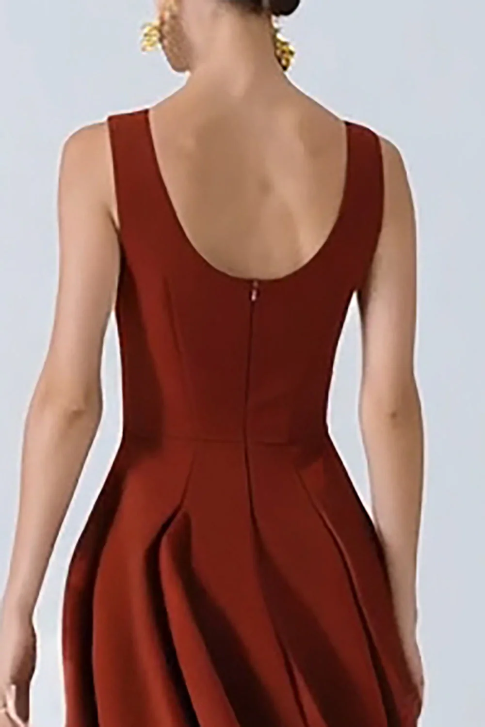 Robe longue de mariée en satin bordeaux A-Line avec poches - Image 4