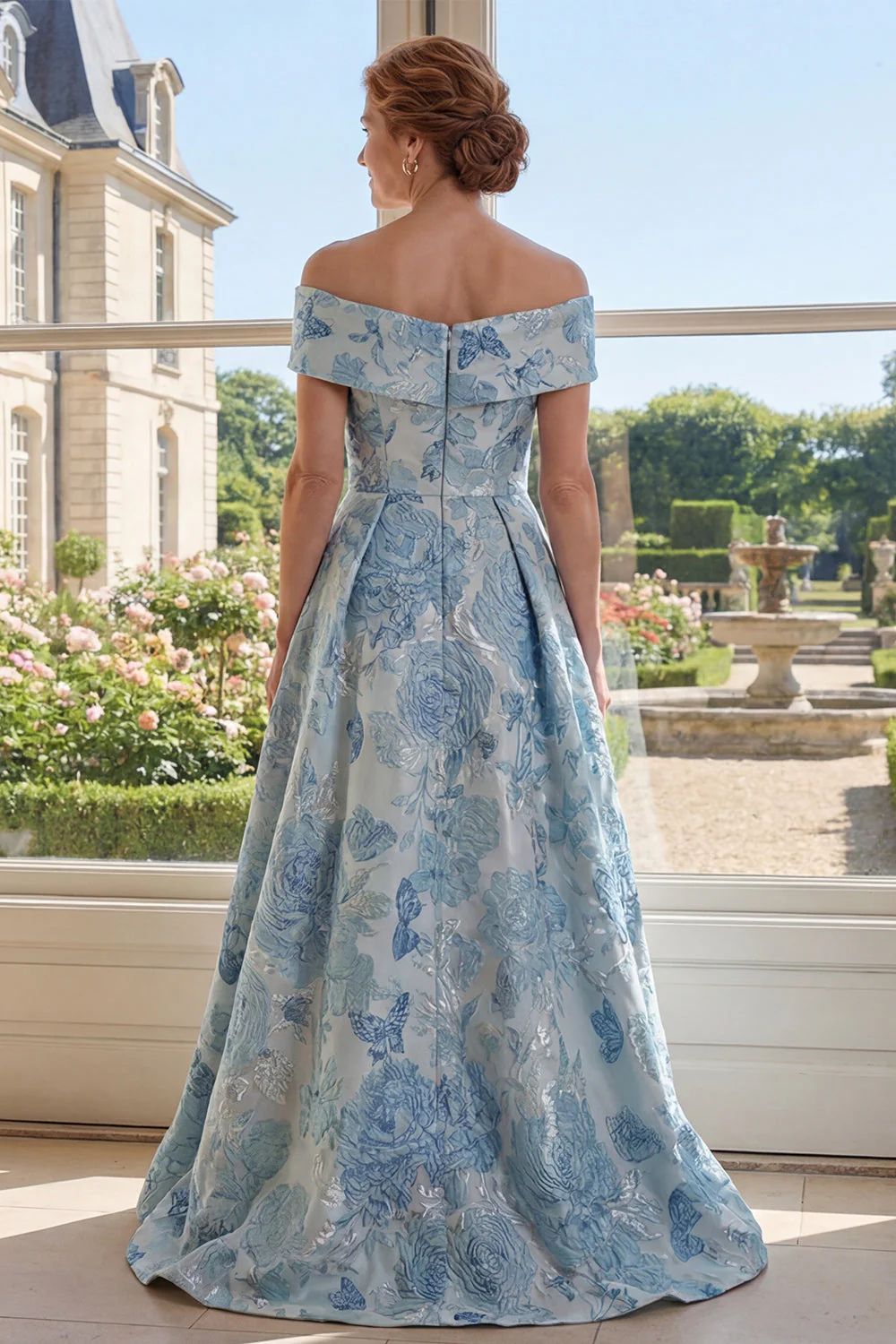Robe longue de mère de la mariée en A-line A-line dénudée - Image 2