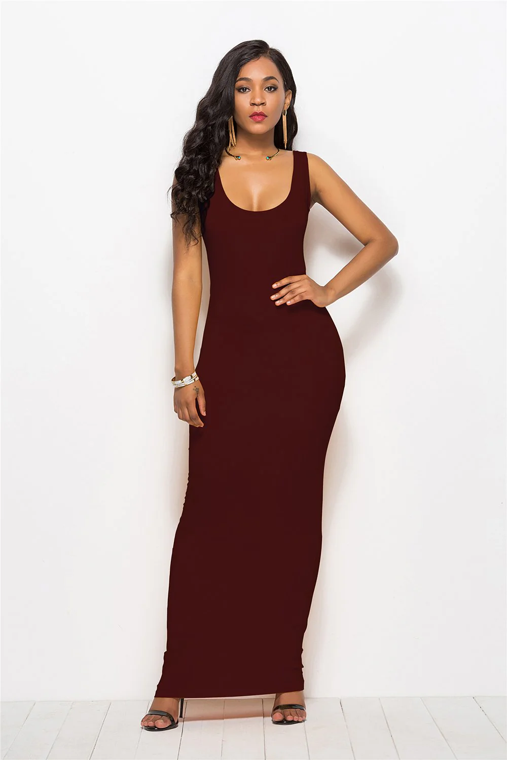 Robe moulante longue noire - Image 3