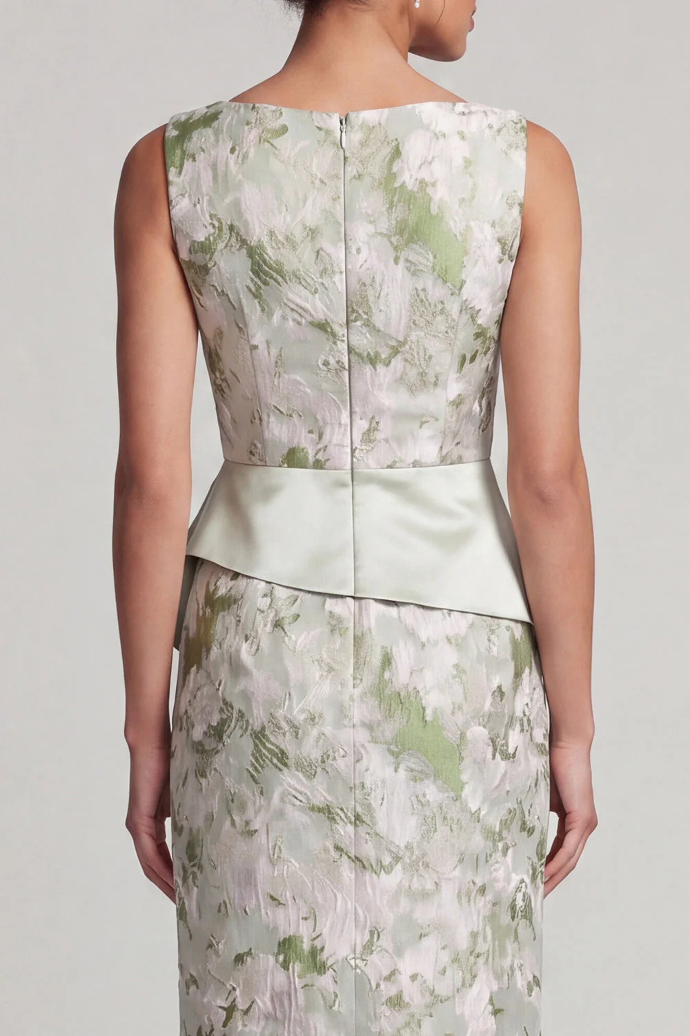 Robe longue fleurale vert clair avec écharpe de la mariée - Image 5