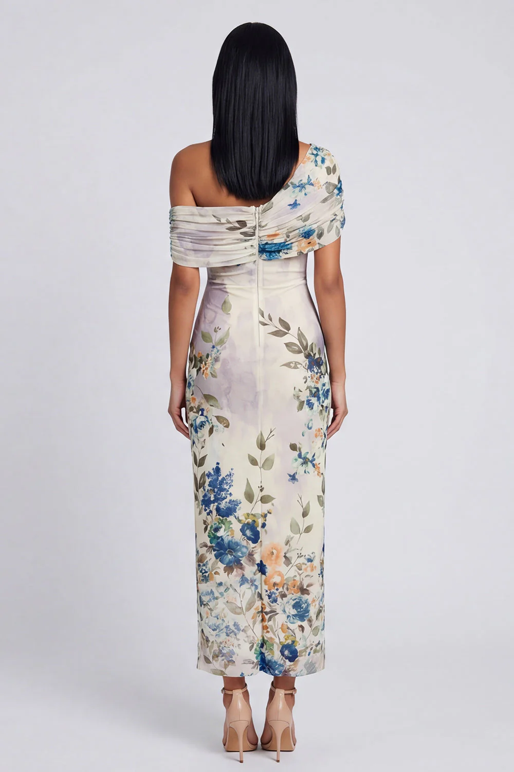 Robe longue fleurie à motifs bodycons en tulle noir - Image 12