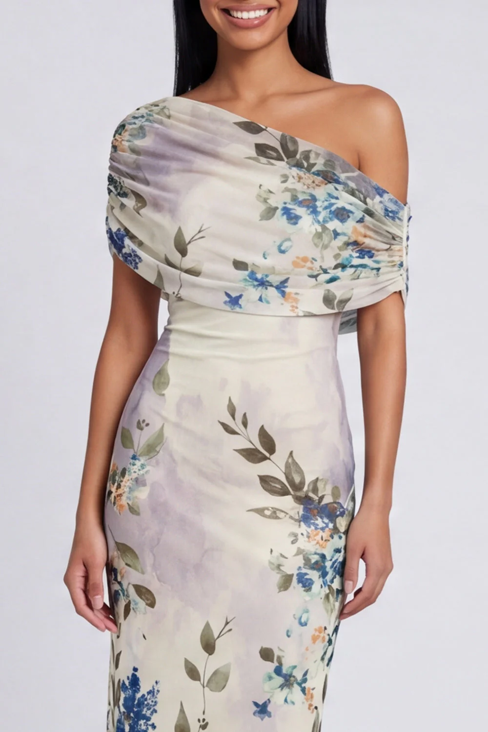 Robe longue fleurie à motifs bodycons en tulle noir - Image 13