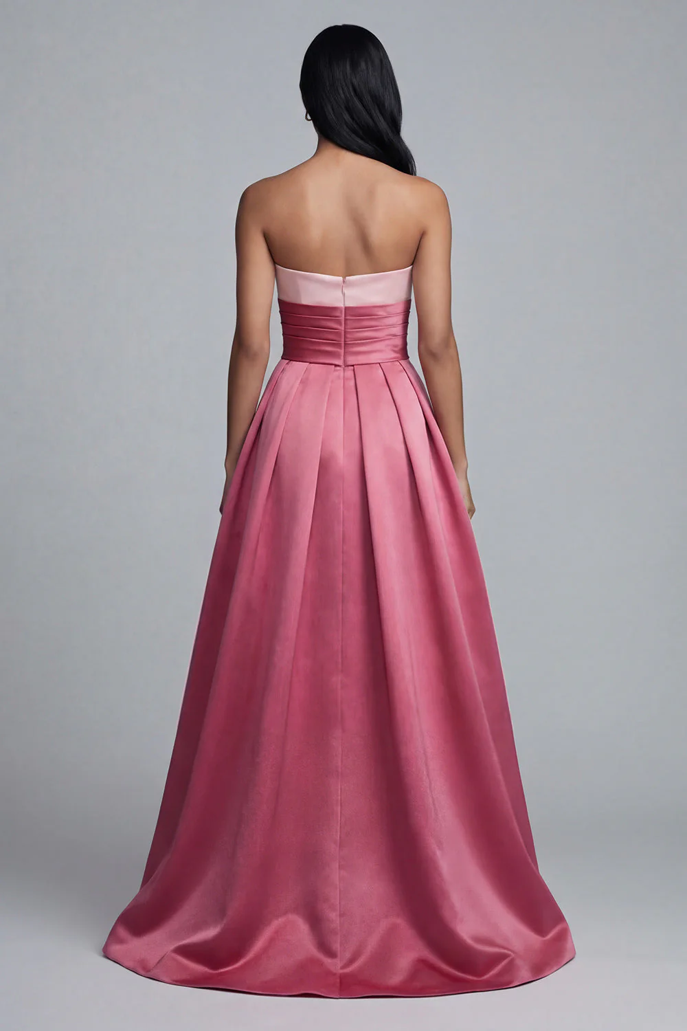 Robe longue formelle rose sans bretelles A Line - Image 2