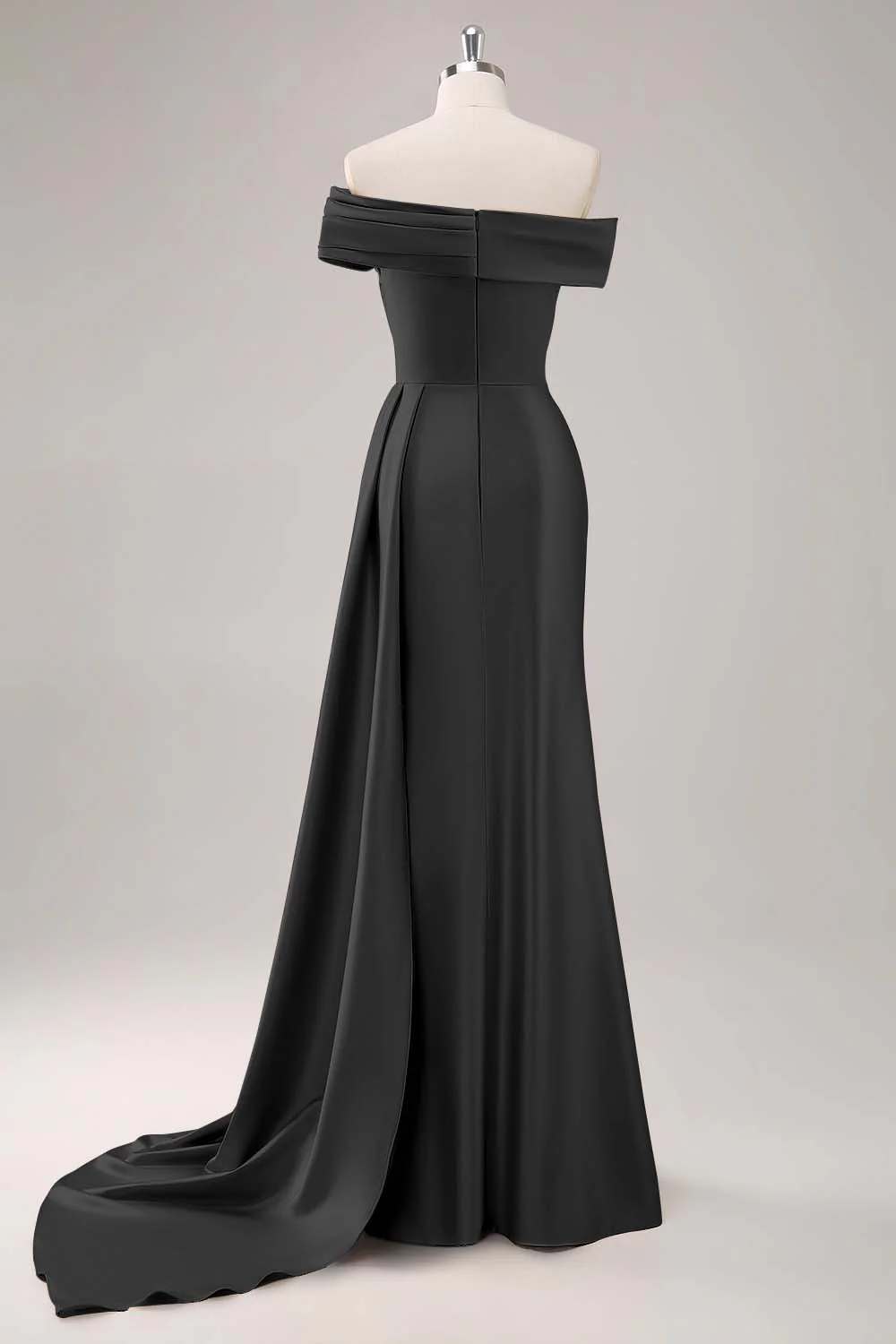 Robe longue fourreau plissée champagne à une épaule - Image 5
