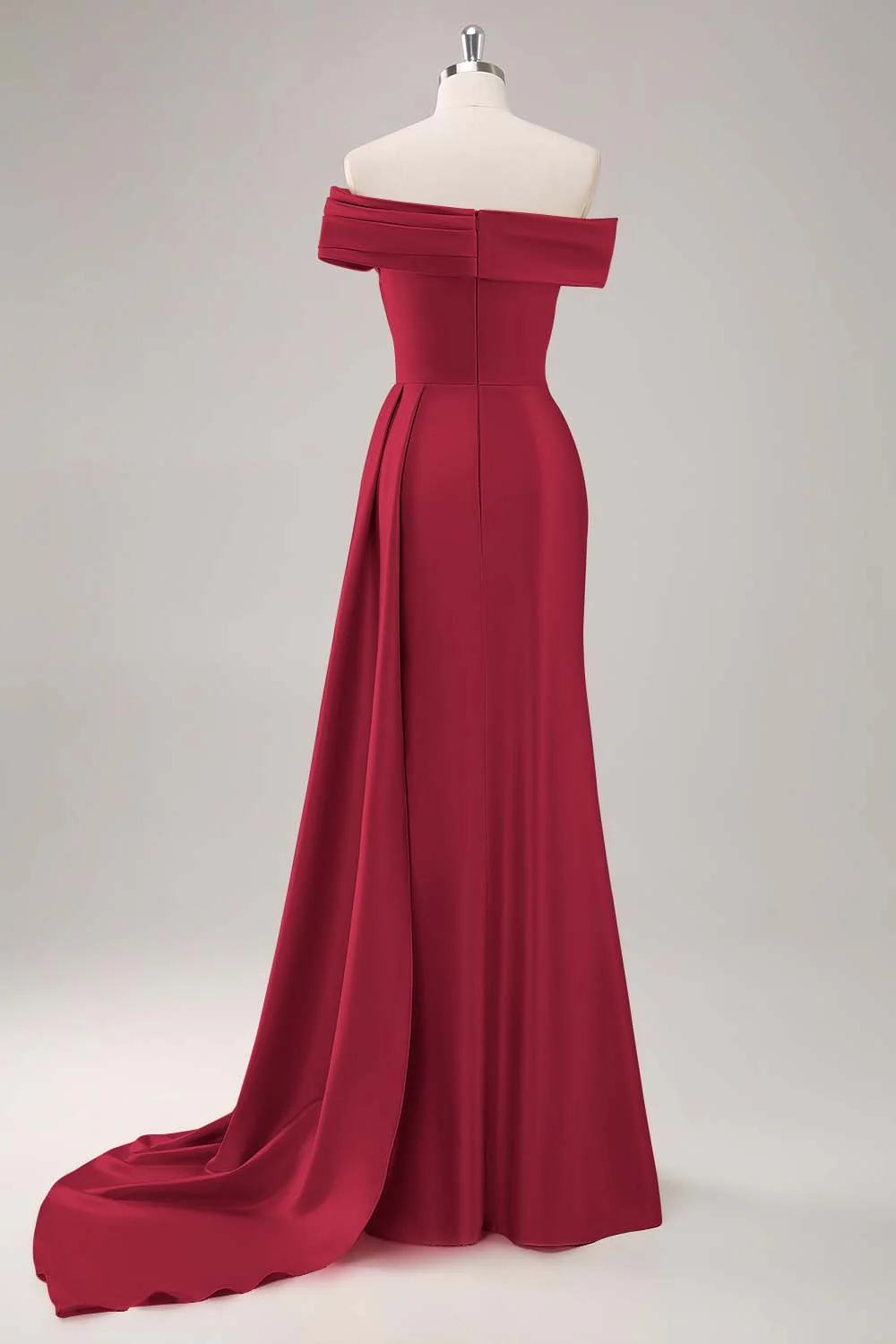 Robe longue fourreau plissée champagne à une épaule - Image 7