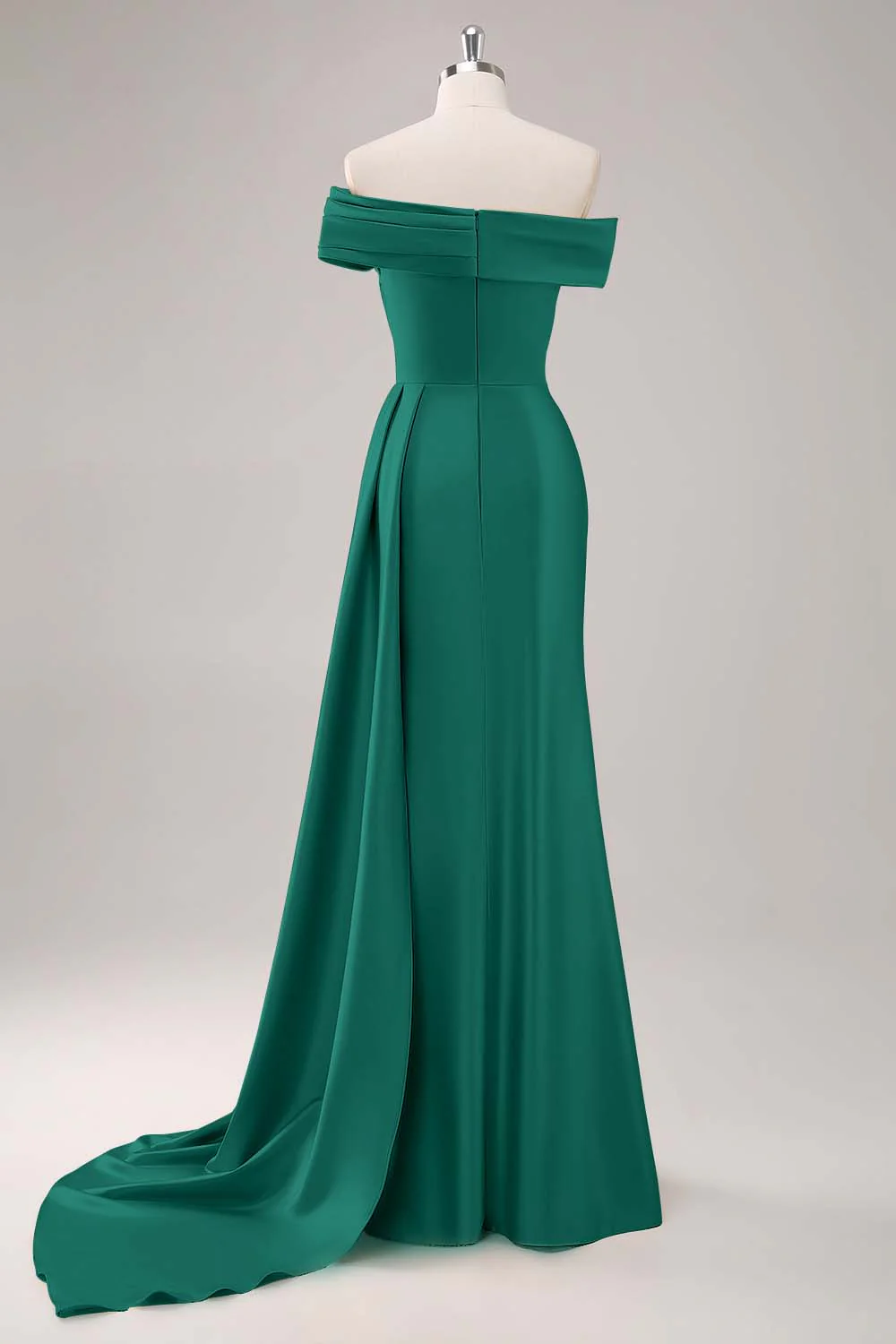 Robe longue fourreau plissée champagne à une épaule - Image 9