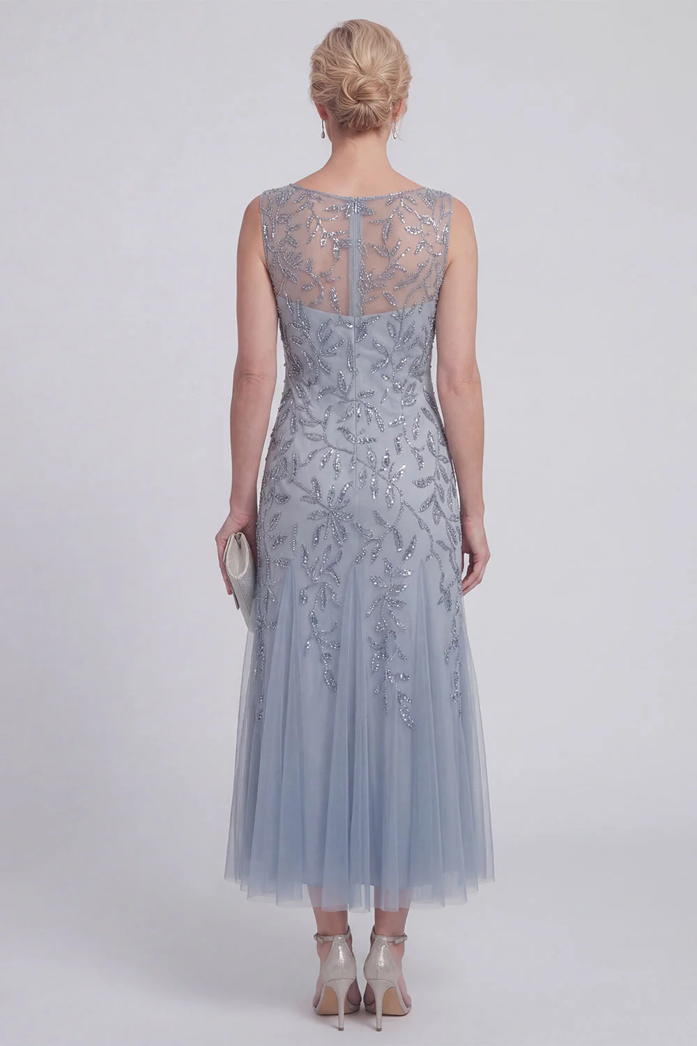 Robe longue robe de mère de la mariée à une ligne fleurie fleurie perlée - Image 10