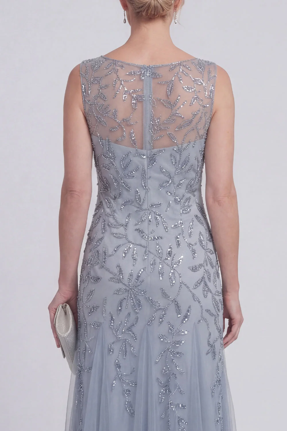 Robe longue robe de mère de la mariée à une ligne fleurie fleurie perlée - Image 12