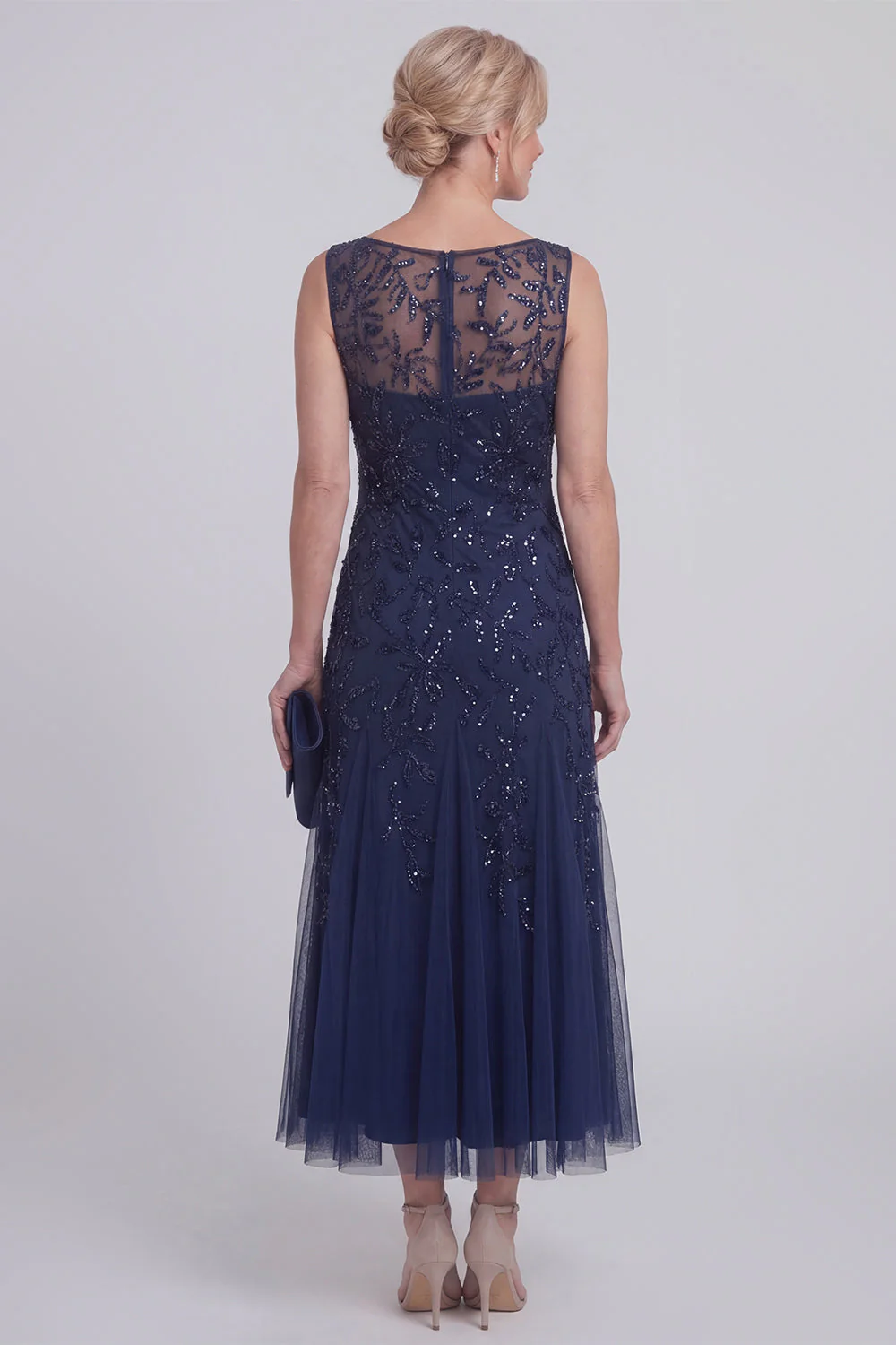 Robe longue robe de mère de la mariée à une ligne fleurie fleurie perlée - Image 6