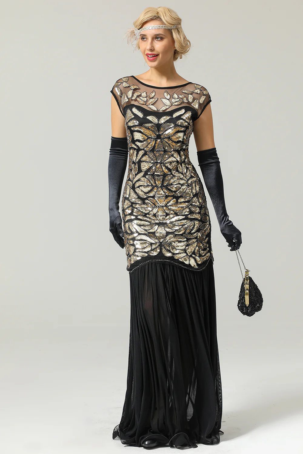 Robe Longue Sirène à Paillettes Col Rond - Image 3