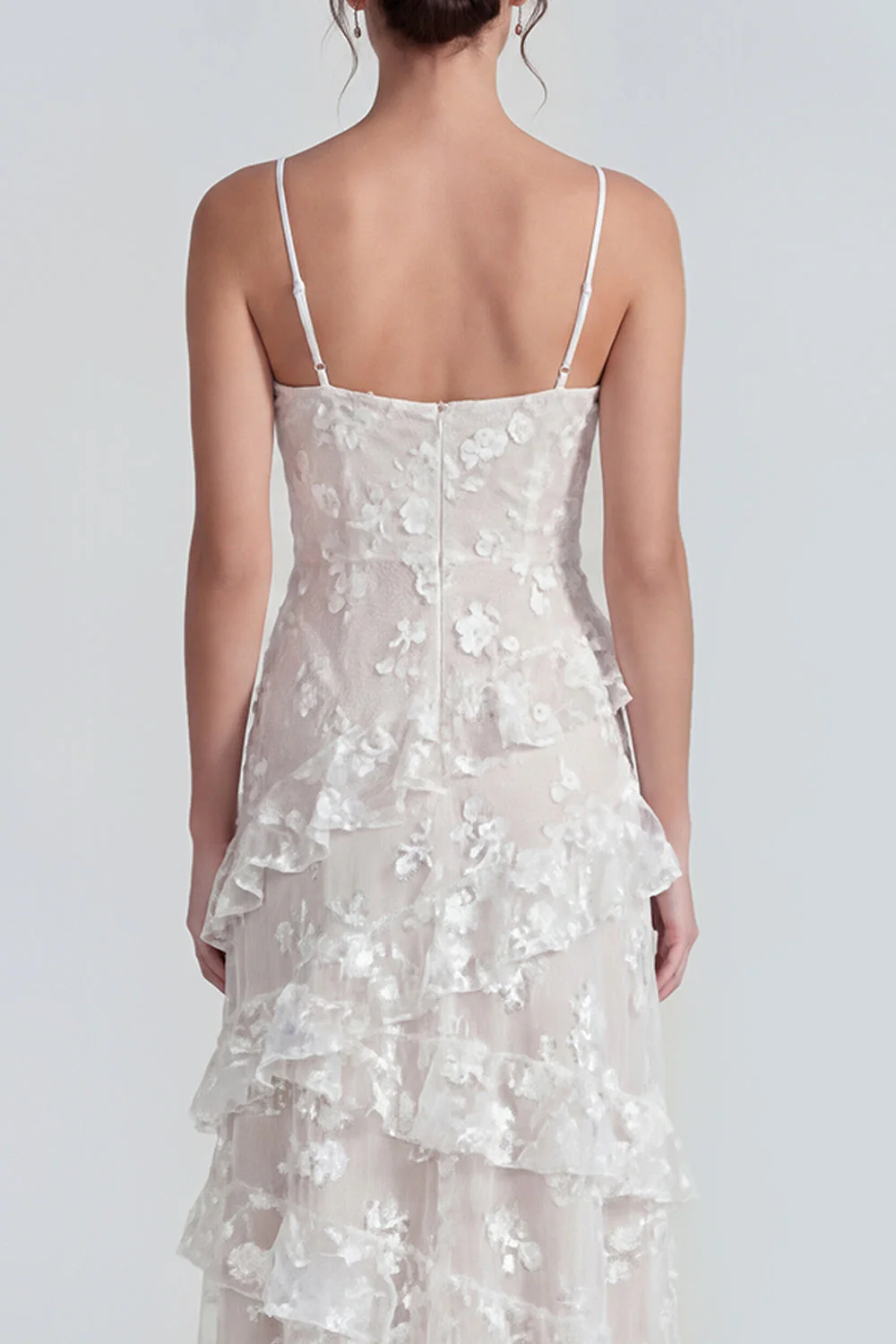Robe Maxi à bretelles fines florales lilas Shearh avec volants et fente - Image 21