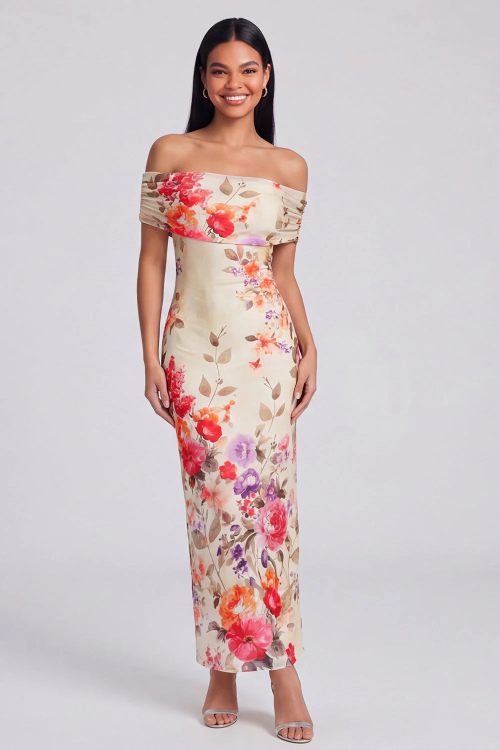robe maxi à épaules dénudées en ivoire - Image 6