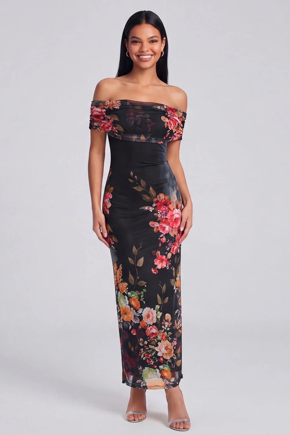 robe maxi à épaules dénudées en ivoire - Image 8