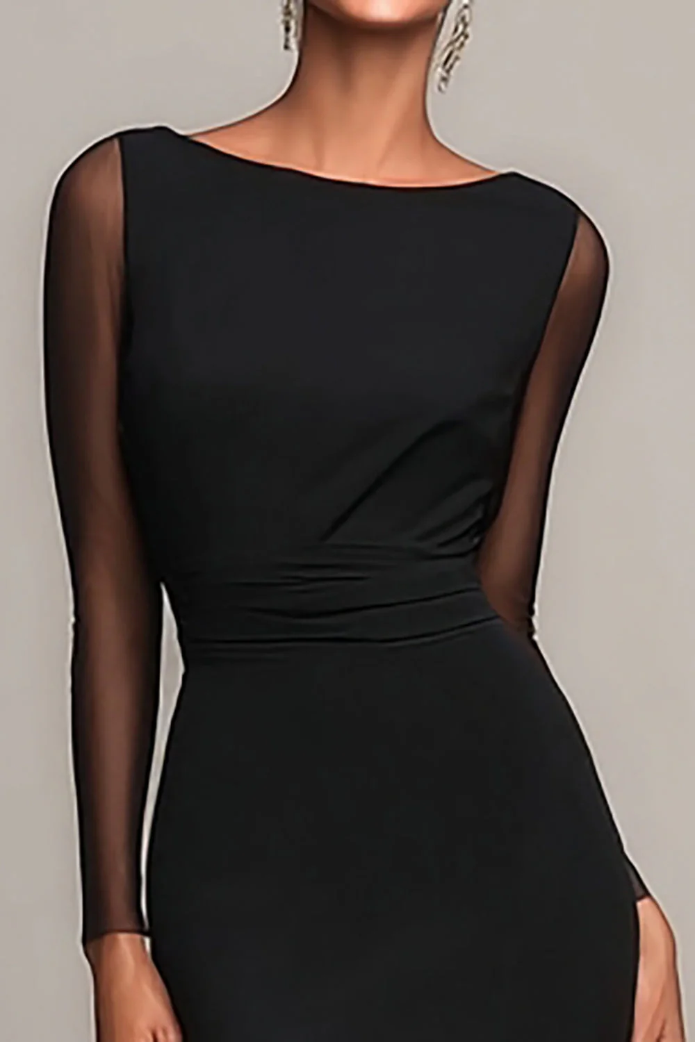 Robe Maxi Formel Maxi Col Bateau Sirène Noire - Image 2