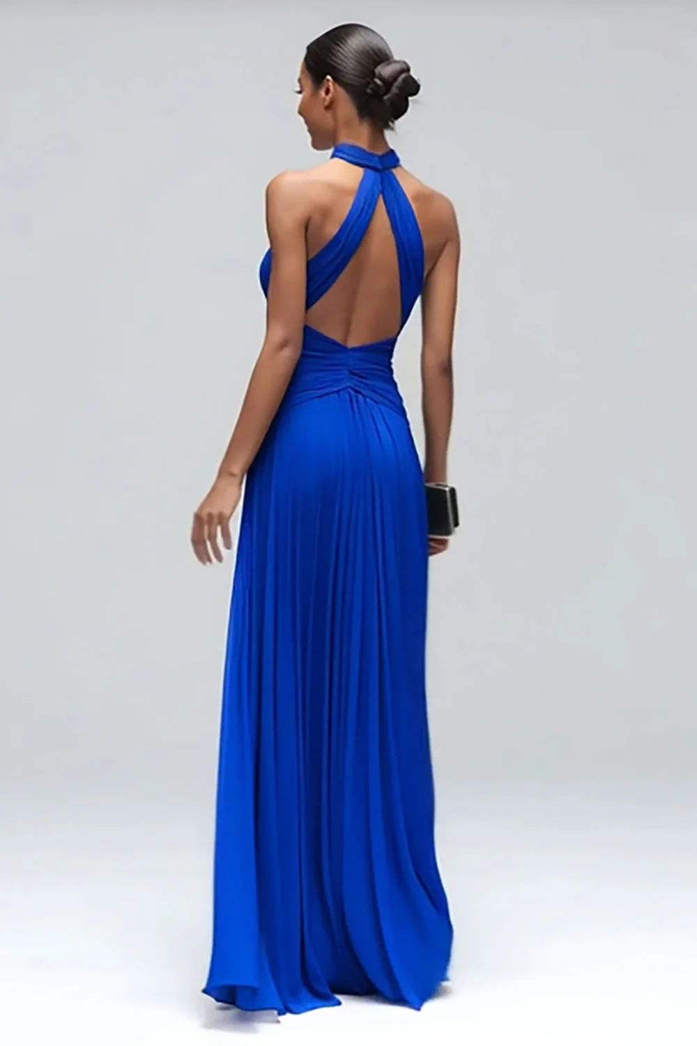 Robe maxi formelle dos nu bleu royal - Image 2