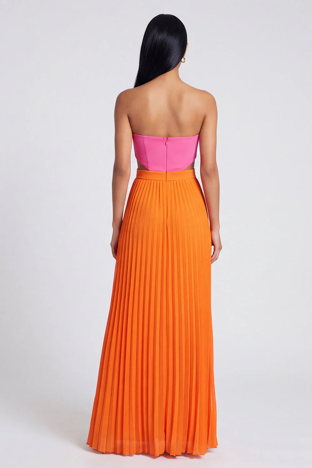 Robe Maxi plissée rose et orange A-Line Sweetheart - Image 2