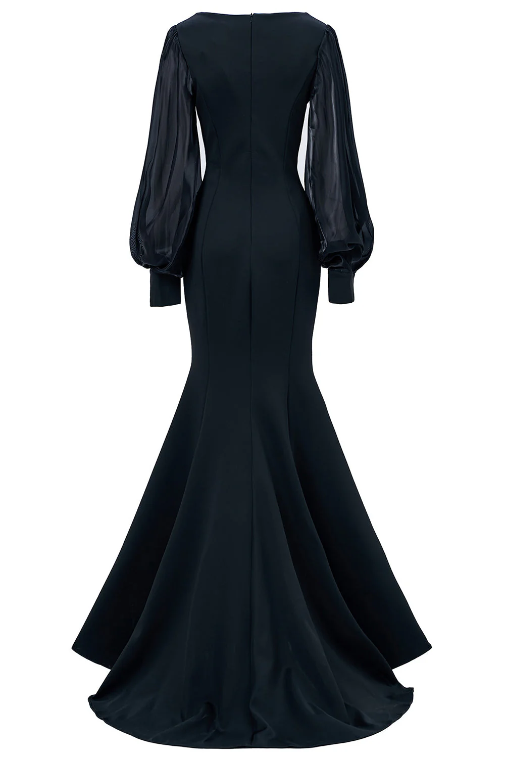 Robe mère de la mariée à manches longues sirène noire avec appliques - Image 2