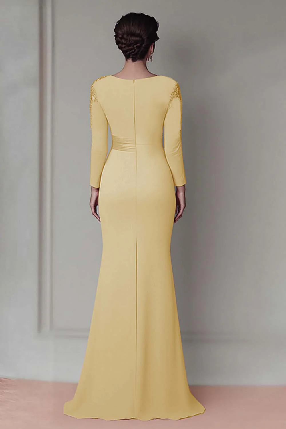 Robe Mère De La Mariée Fourreau Dentelle Fard À Joues À Manches Longues - Image 15