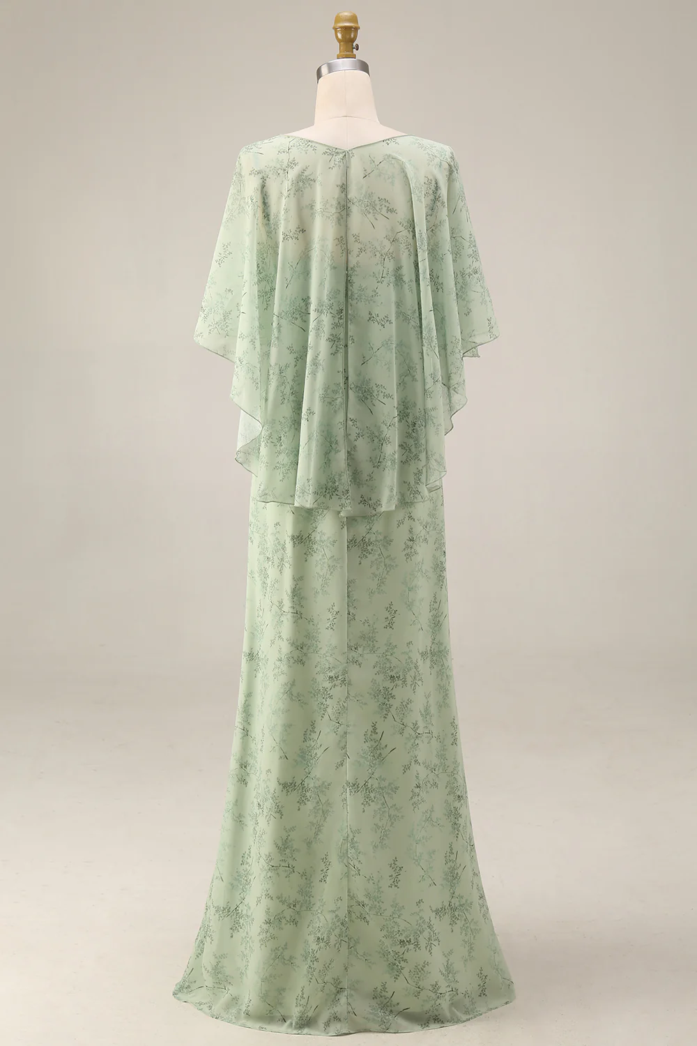 Robe de mariage invitée élégante deux pièces en chiffon imprimé Dusty Sage - Image 4