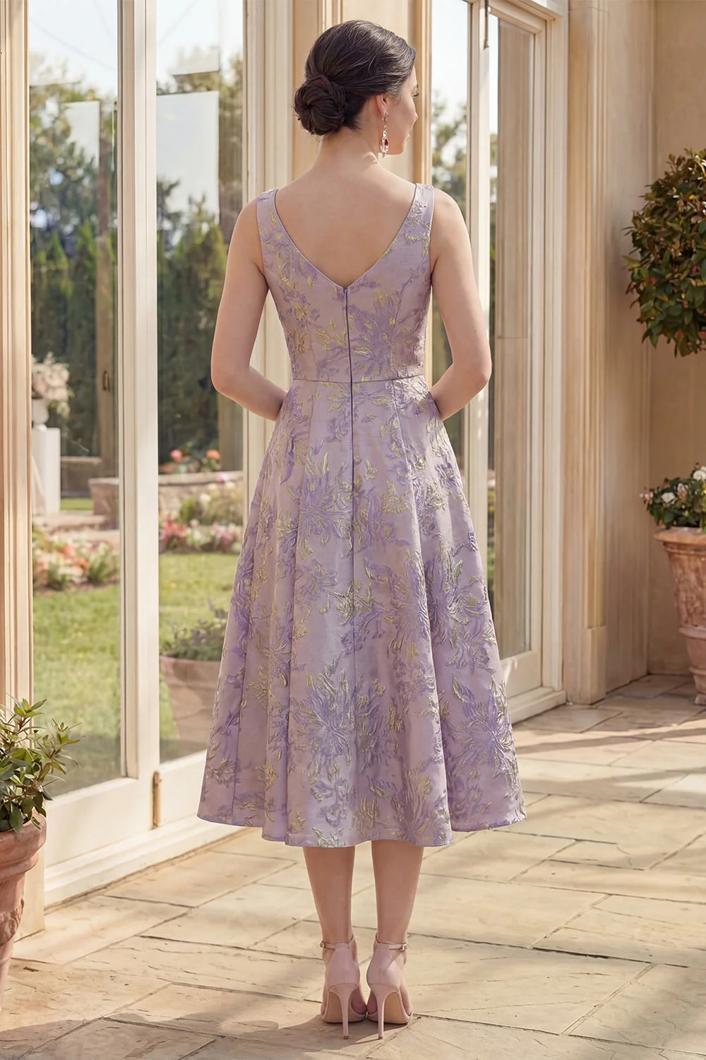 Robe Midi à bretelles épaisses lilas lilas poussiéreuses - Image 2