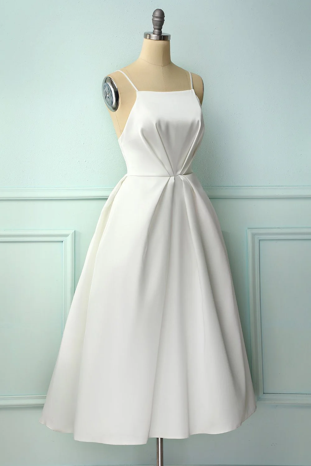 Robe d'été blanche mi-longue à bretelles fines - Image 4