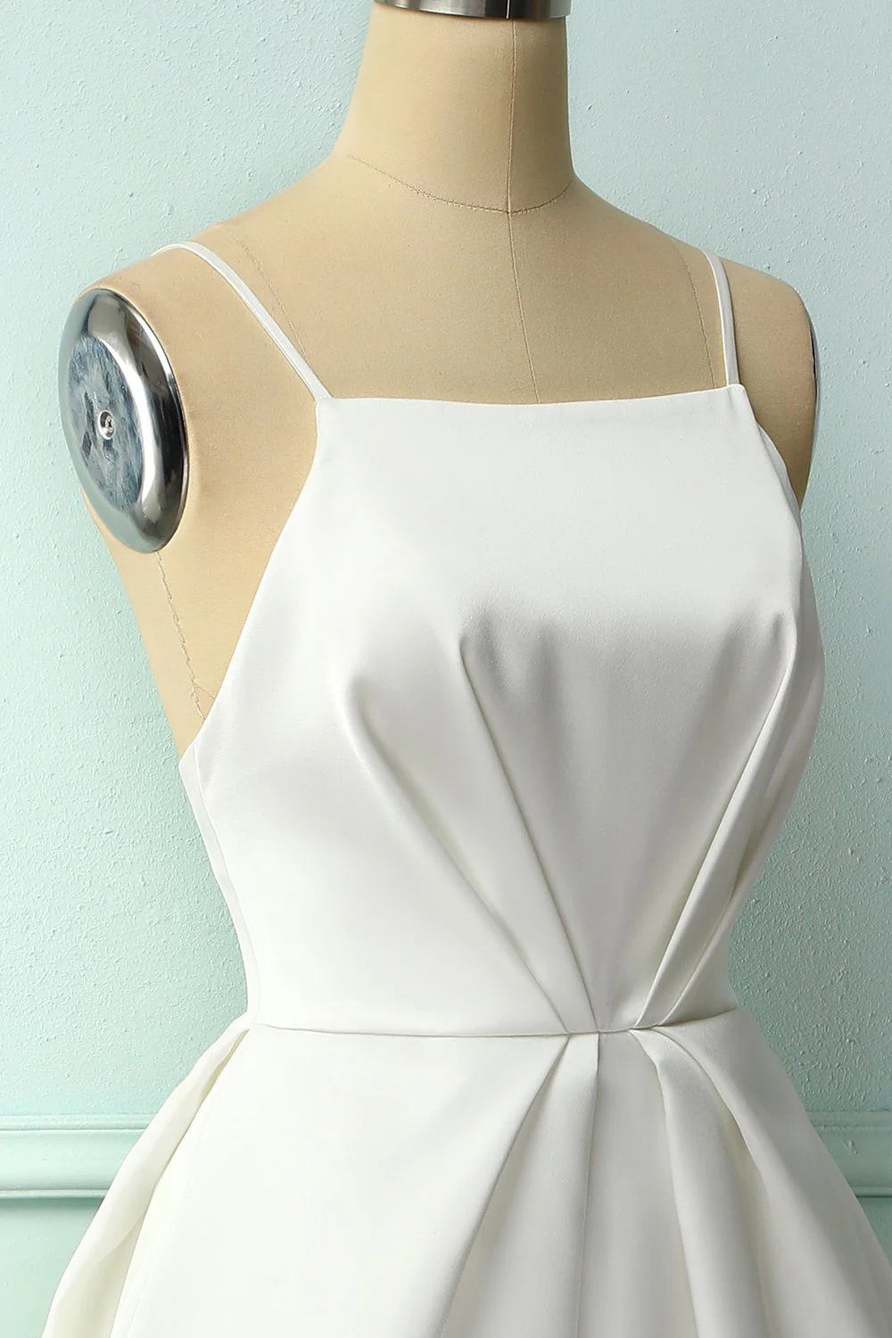 Robe d'été blanche mi-longue à bretelles fines - Image 7