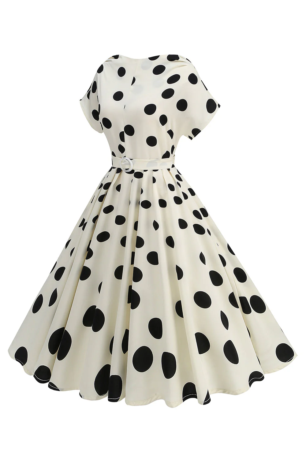 Robe midi à col bateau a-ligne imprimée de roses noires des années 1950 - Image 8