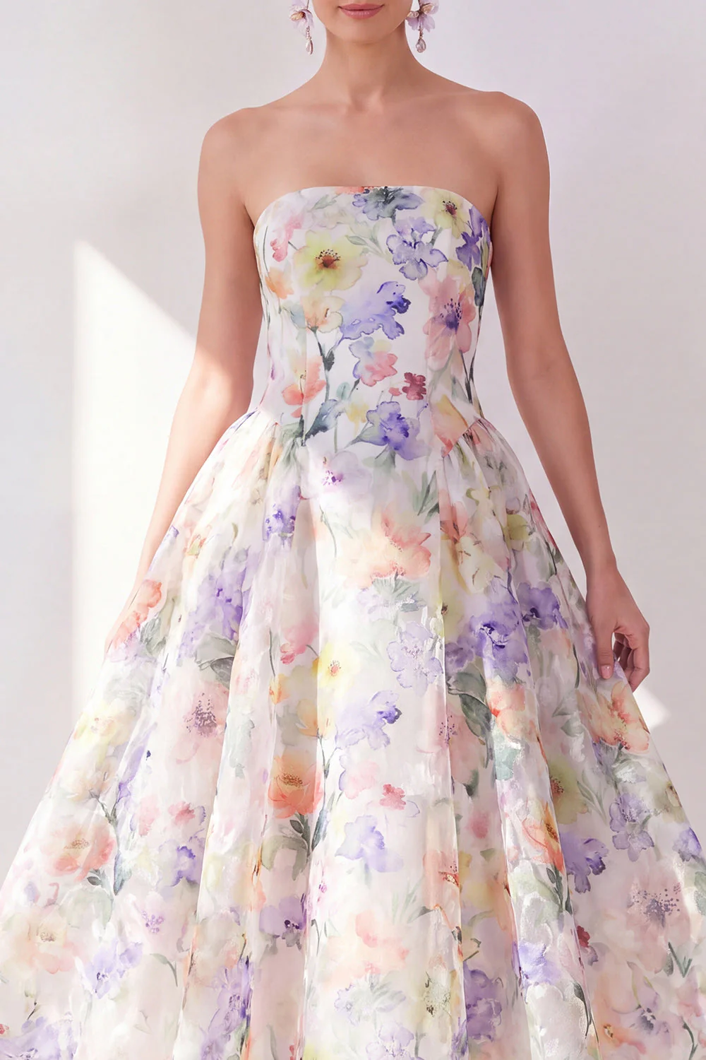 Robe Midi en chiffon blanche blanche violette en ligne A - Image 3