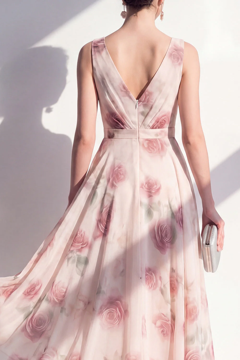 Robe midi fleur en vrac en mousseline A-Line - Image 4