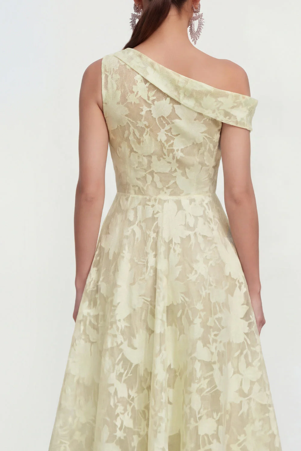 Robe midi fleurie rose à une épaule en ligne A - Image 16