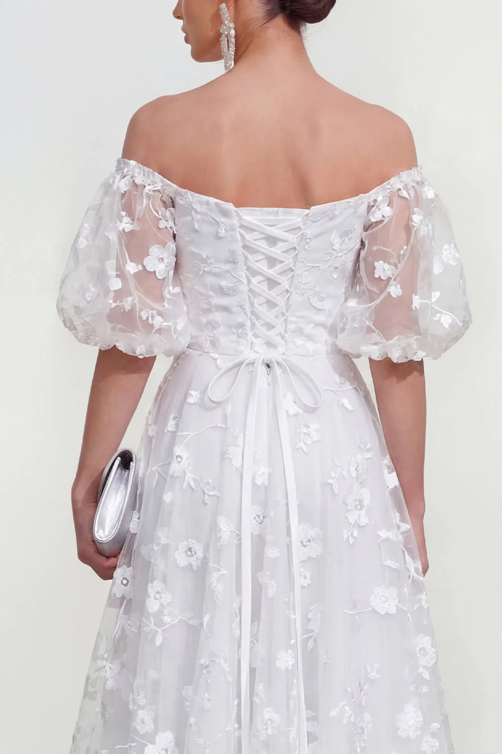 Robe midi midi rose à lignes dénudées, avec dentelle dans le dos - Image 20