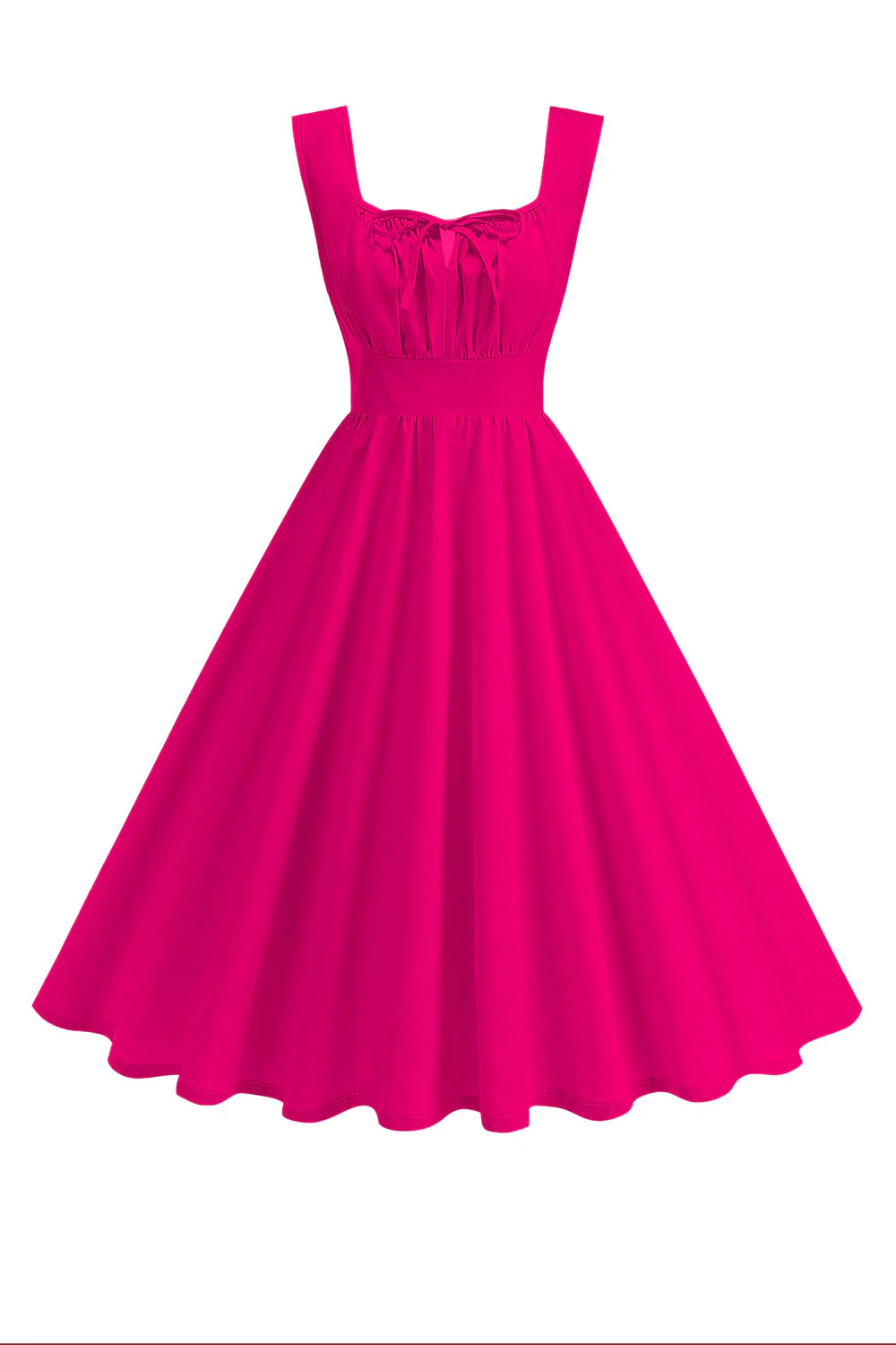 Robe midi trapèze à col carré bleu des années 1950 - Image 12