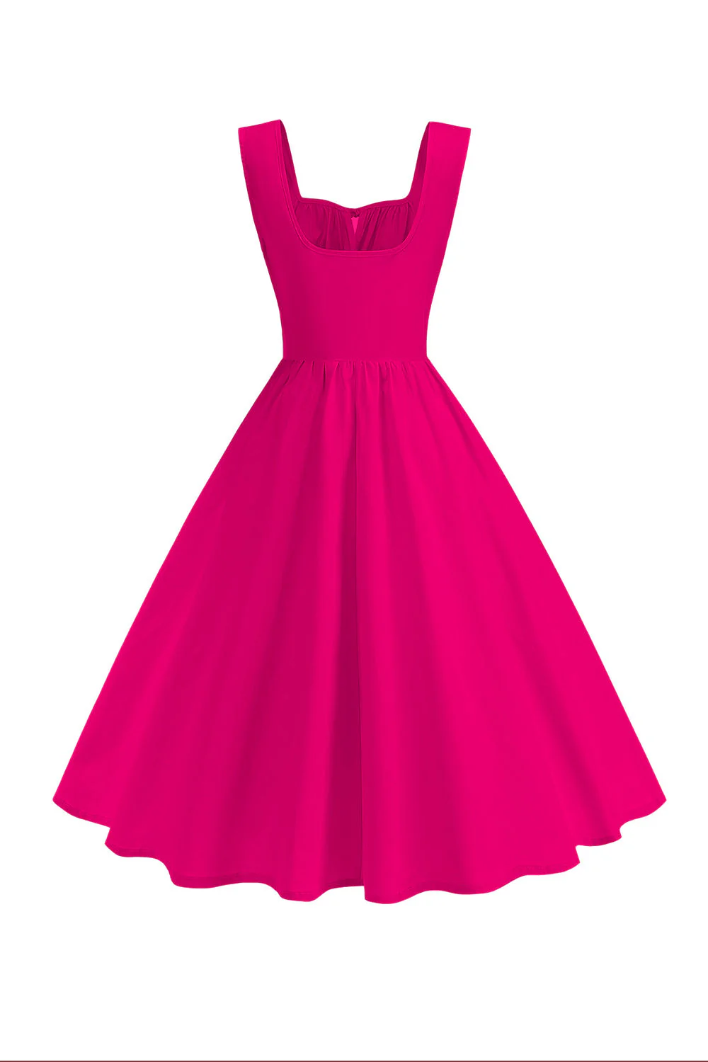 Robe midi trapèze à col carré bleu des années 1950 - Image 13