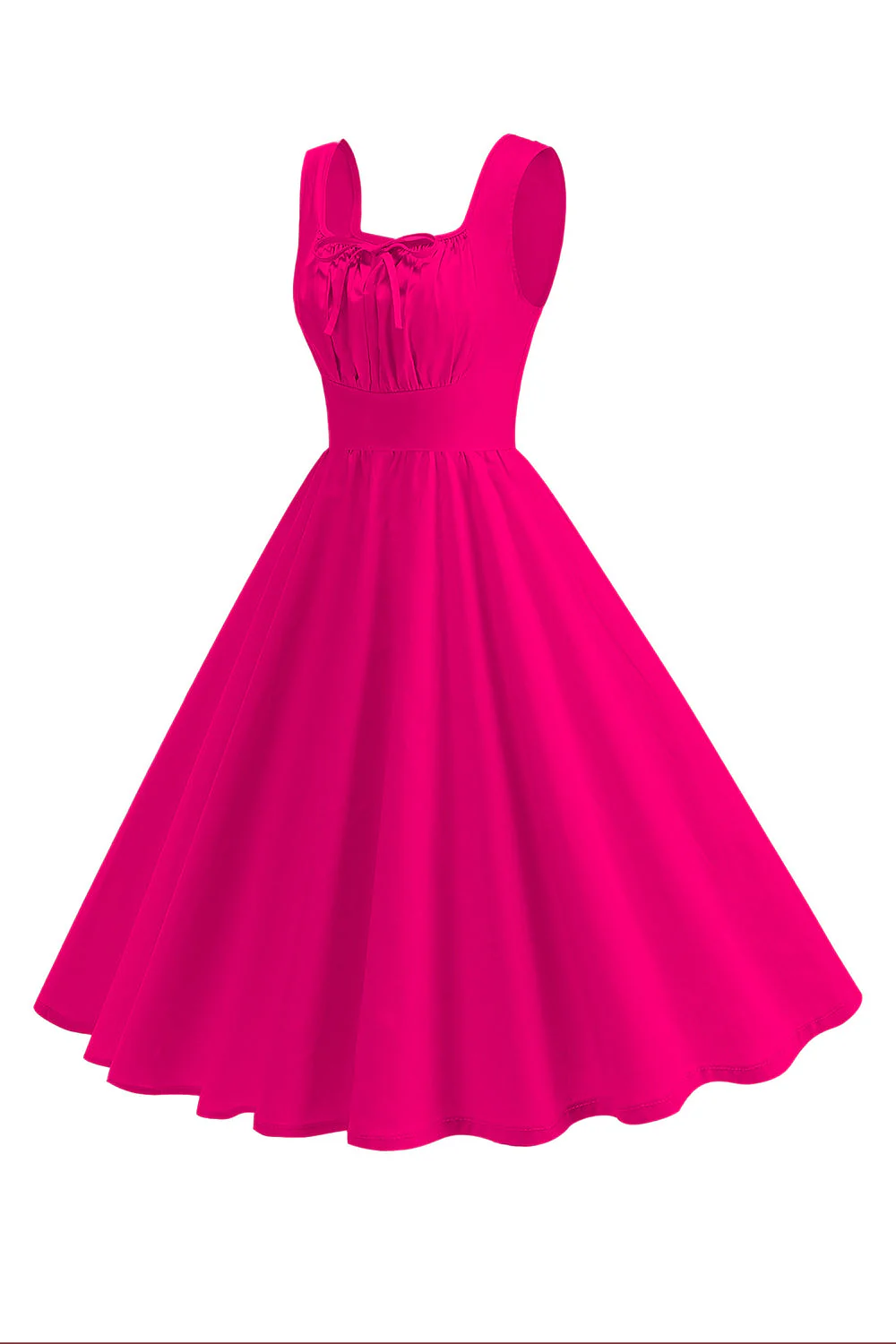 Robe midi trapèze à col carré bleu des années 1950 - Image 14