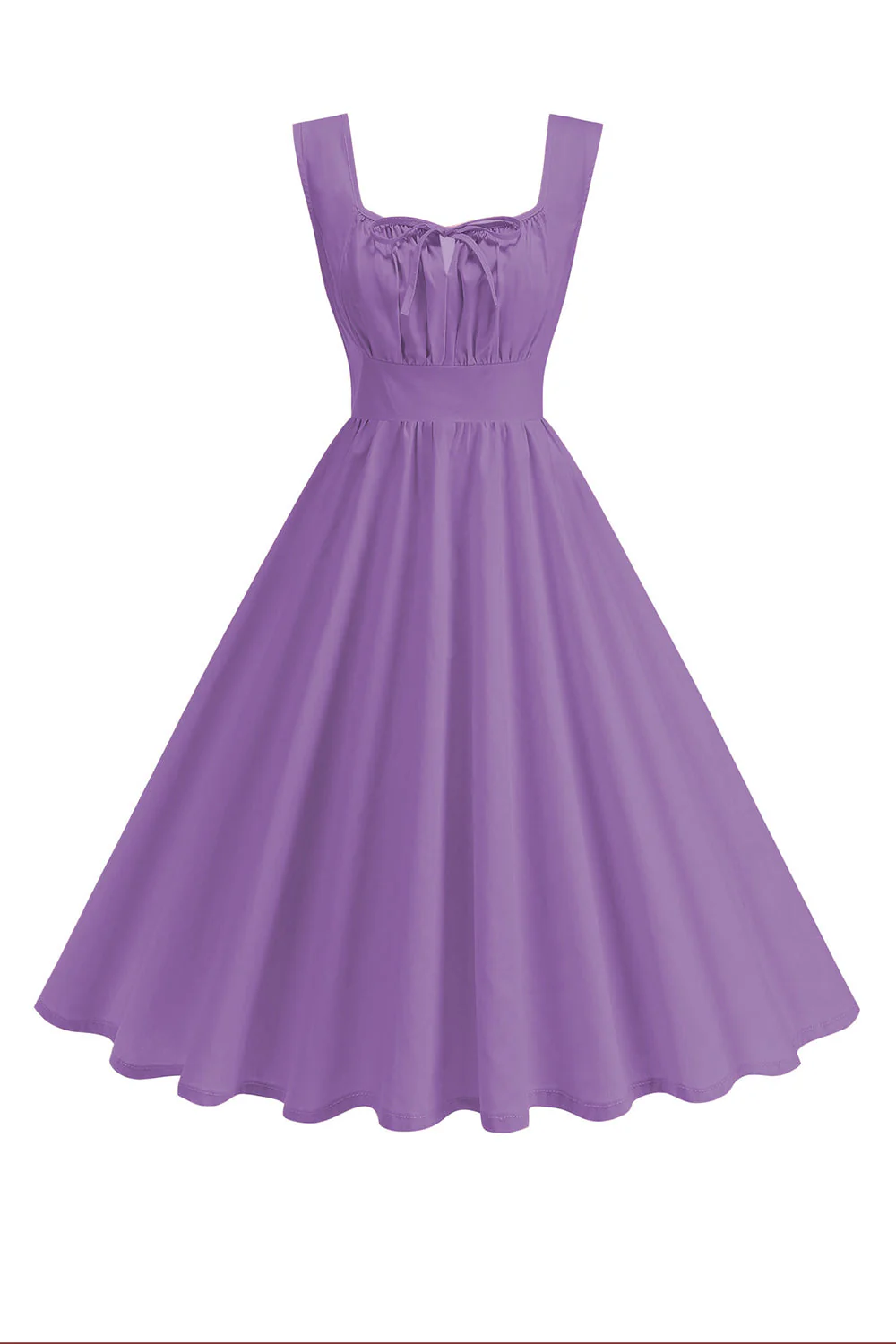 Robe midi trapèze à col carré bleu des années 1950 - Image 18