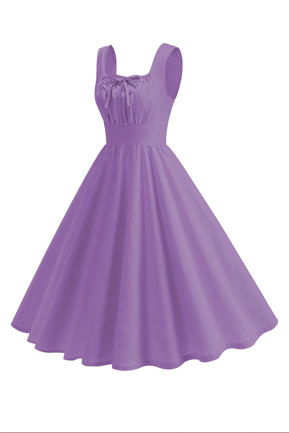 Robe midi trapèze à col carré bleu des années 1950 - Image 20