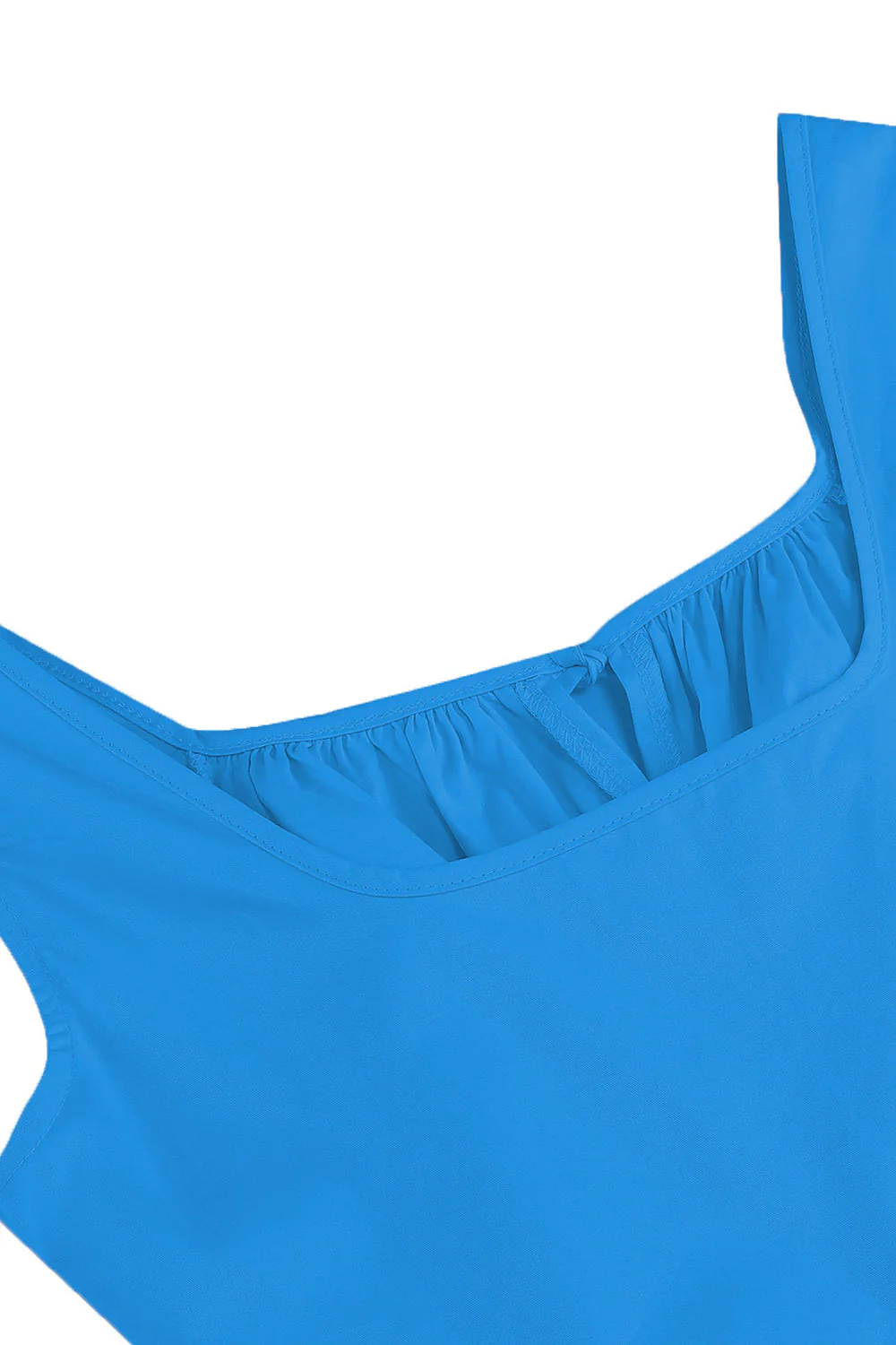 Robe midi trapèze à col carré bleu des années 1950 - Image 3