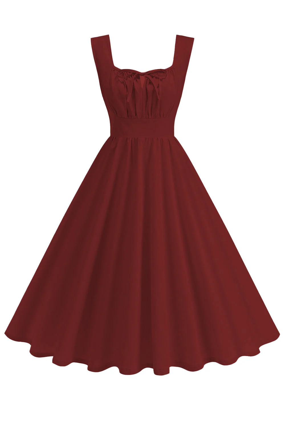 Robe midi trapèze à col carré bleu des années 1950 - Image 6