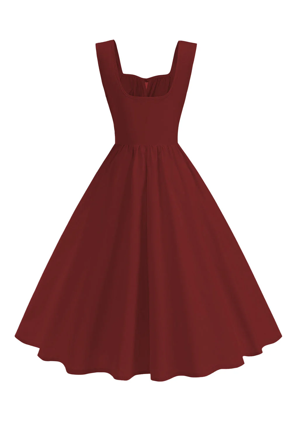 Robe midi trapèze à col carré bleu des années 1950 - Image 7