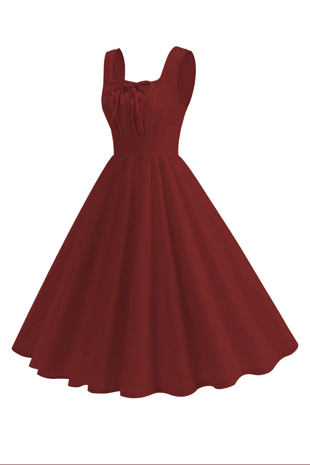 Robe midi trapèze à col carré bleu des années 1950 - Image 8