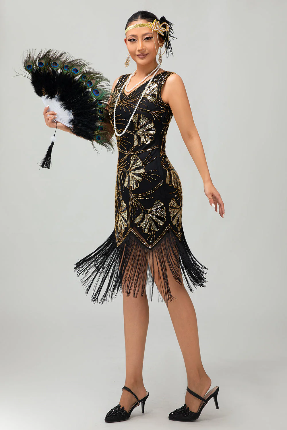 Robe moulante à clapet à paillettes dorées rouges à paillettes dorées des années 1920 avec pompons - Image 16