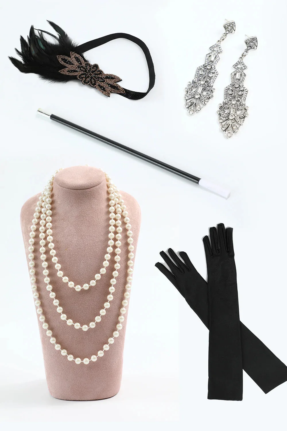 Robe moulante à sequins frangés abricot noir des années 1920 avec ensemble de 5 accessoires - Image 3