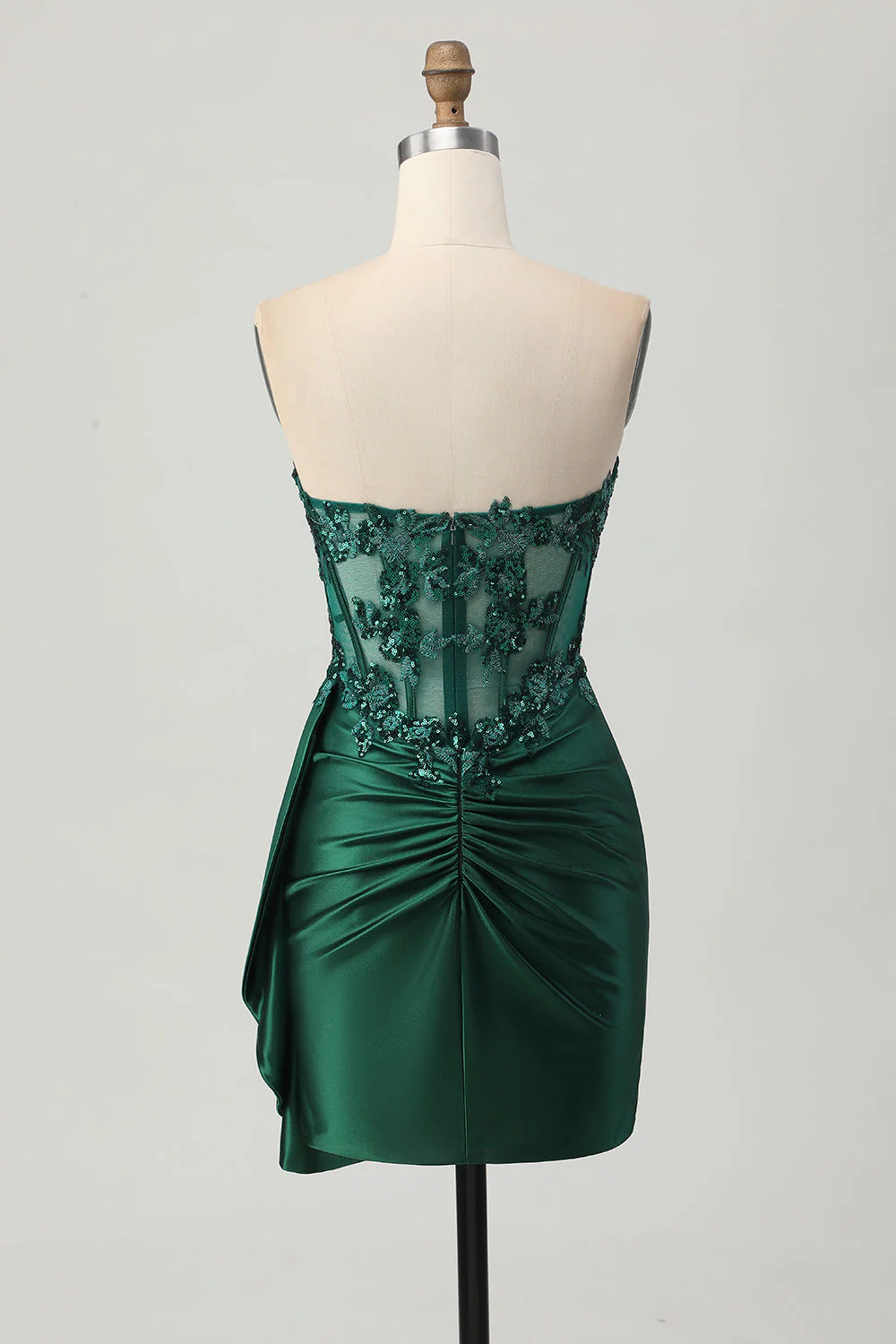 Robe moulante de retour aux sources scintillante vert foncé avec corset à paillettes - Image 8
