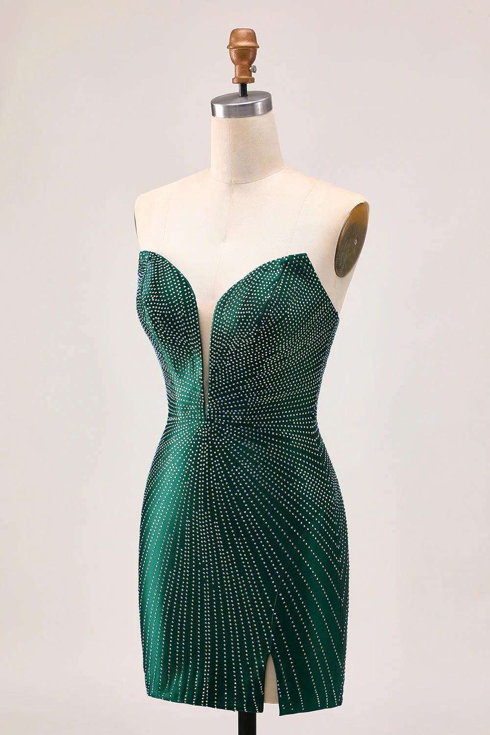 Robe moulante de retour vert foncé scintillante sans bretelles - Image 5