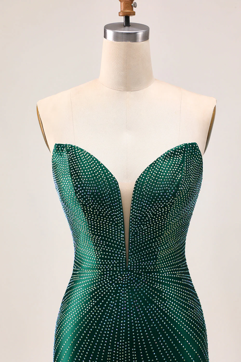 Robe moulante de retour vert foncé scintillante sans bretelles - Image 6