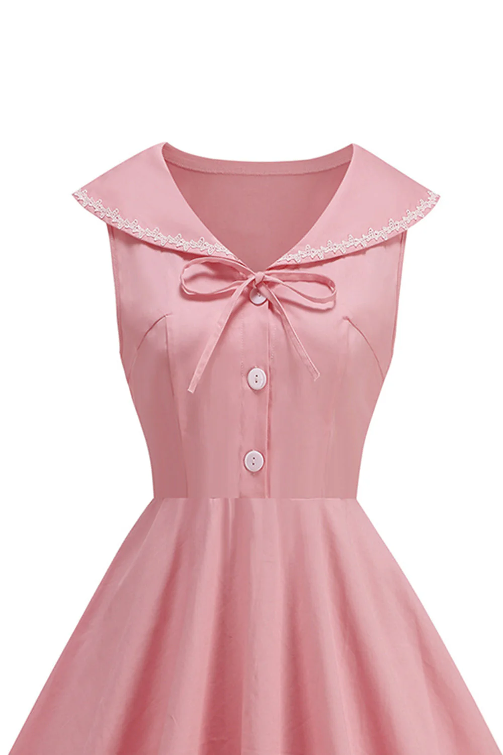 Robe noire à col en V avec la ligne A des années 1950 et nœud - Image 10