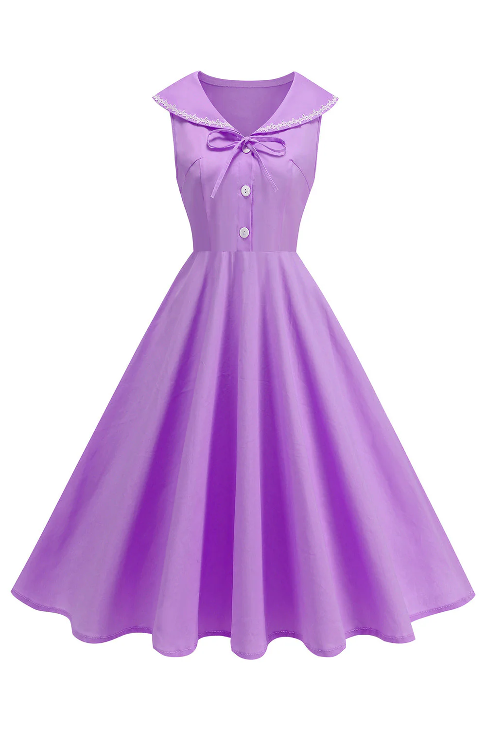 Robe noire à col en V avec la ligne A des années 1950 et nœud - Image 11