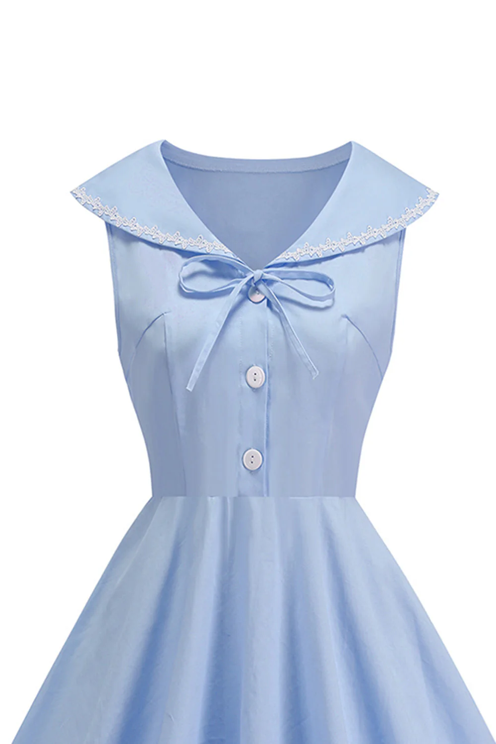 Robe noire à col en V avec la ligne A des années 1950 et nœud - Image 6