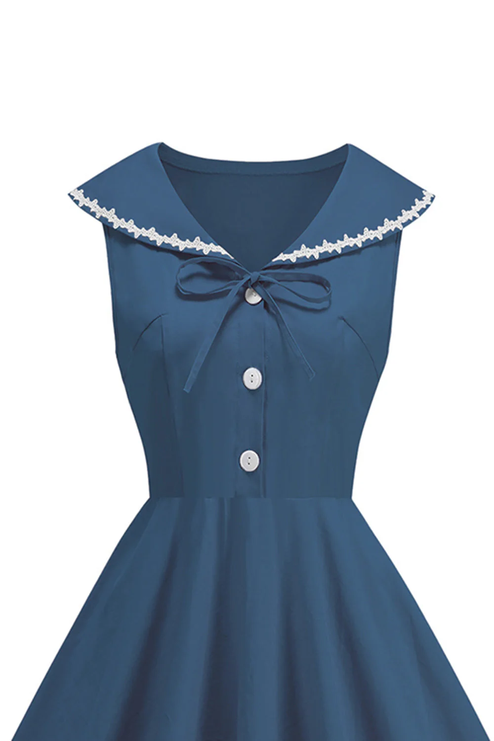 Robe noire à col en V avec la ligne A des années 1950 et nœud - Image 8